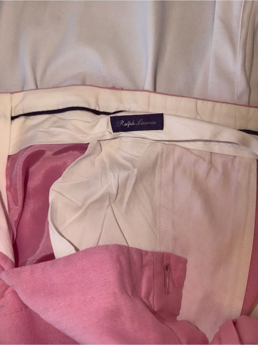 Ralph Lauren Purple Label Pink Straight-Leg Linen Dress Pants